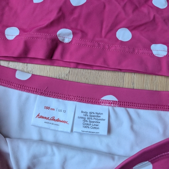 Hanna Andersson girl's polka dot long sleeved rash guard two piece size 150/12 - Picture 3 of 5